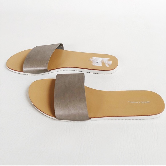 Simon Chang Metallic Slide Sandals - Picture 3 of 5